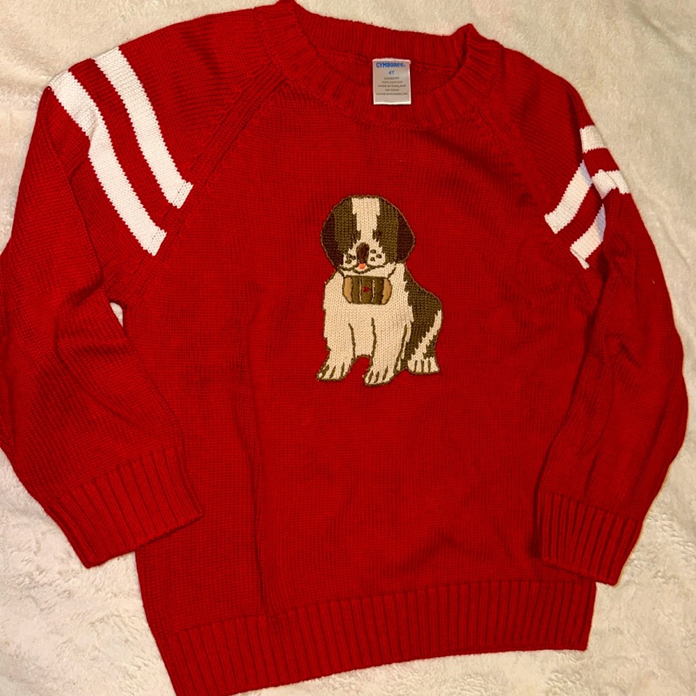 GYMBOREE SKI CABIN MOUNTAIN SAINT BERNARD DOG SWEATER 4 4T